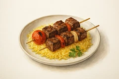 (Combo) beef kabab with beans and rice