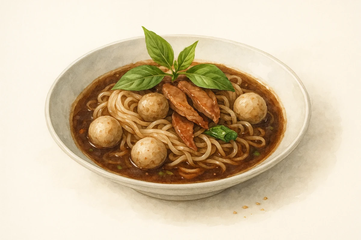 Thai boat noodles soup