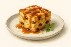 Bananas Foster brioche bread pudding