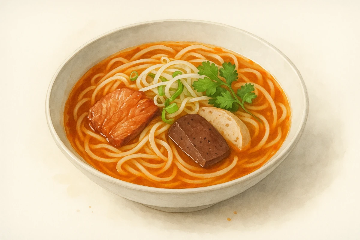 Khao pun sin (lao bun bo hue) beef soup