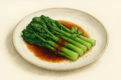 Chinese broccoli with oyster sauce oatmeal
