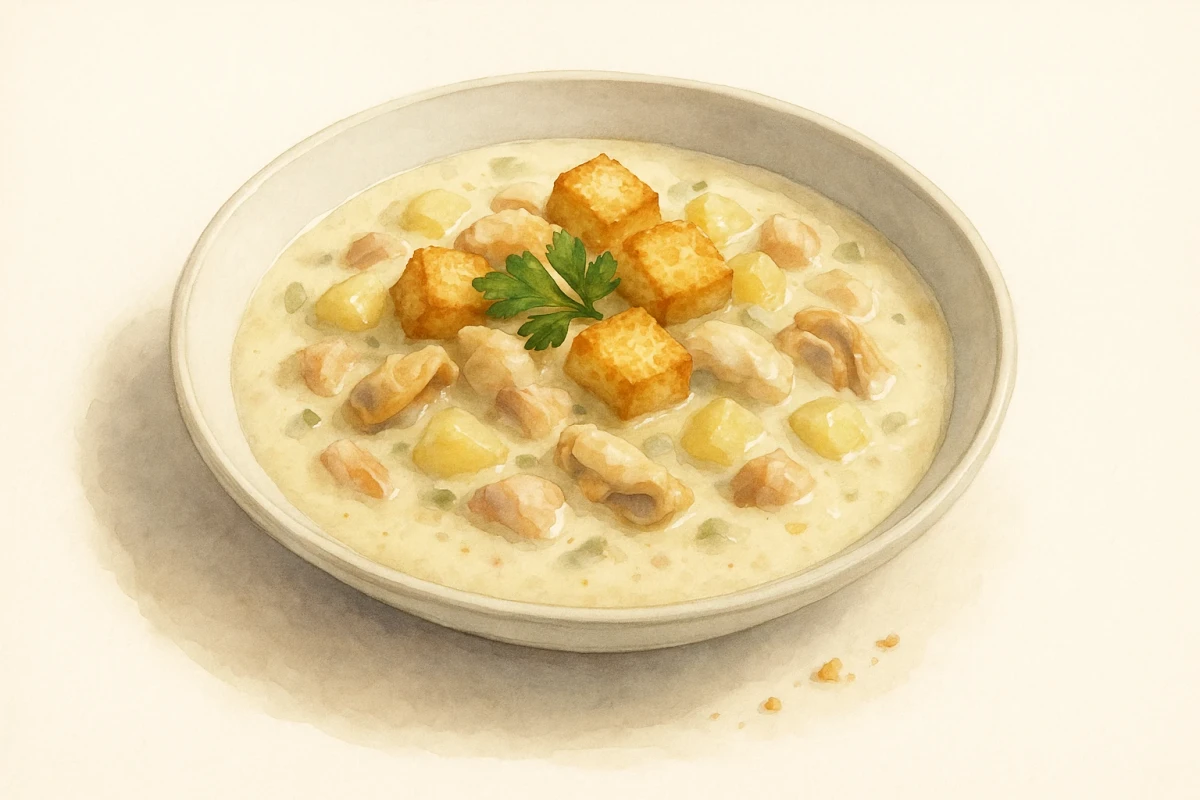 Bowl of New England clam chowder