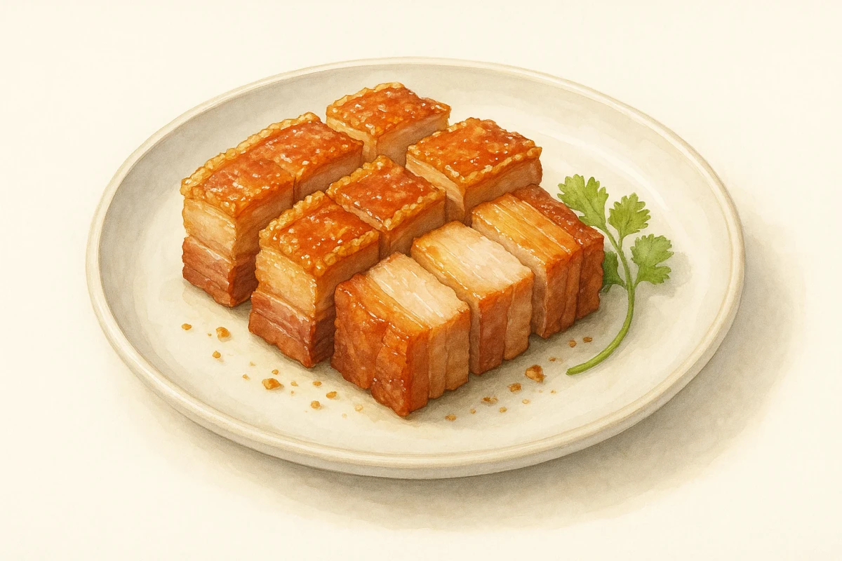 Crispy pork with basil