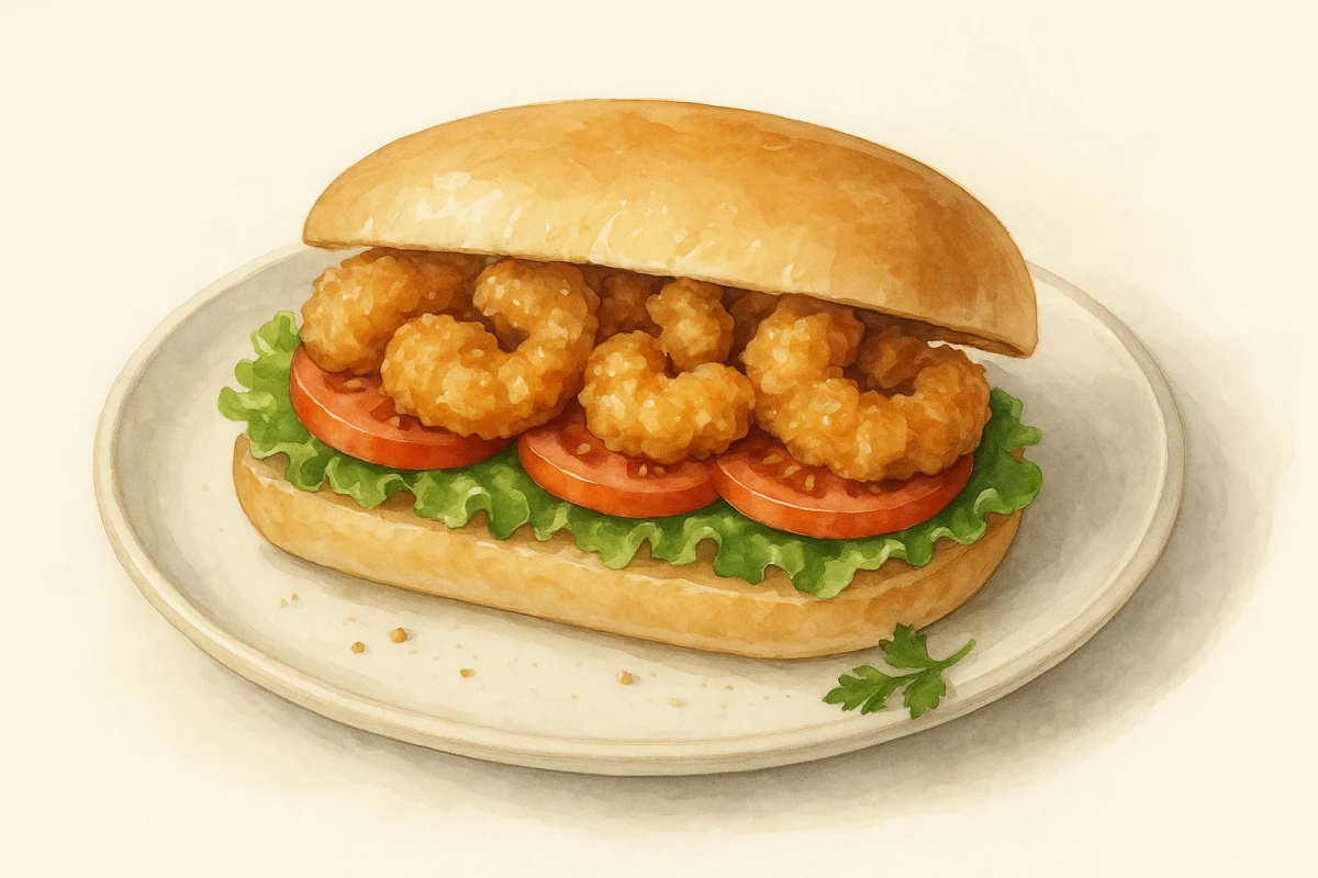 Fried shrimp po'boy