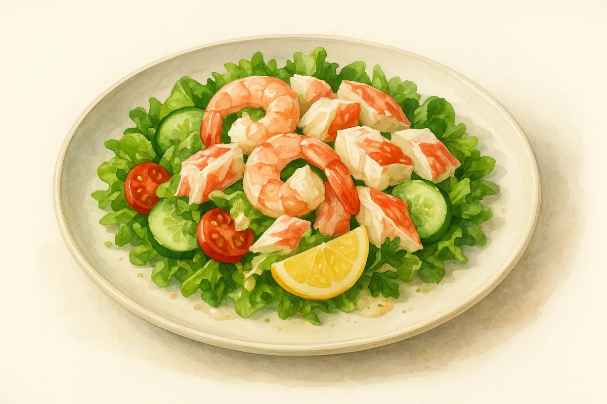 Pepper salad with panko fried ebi