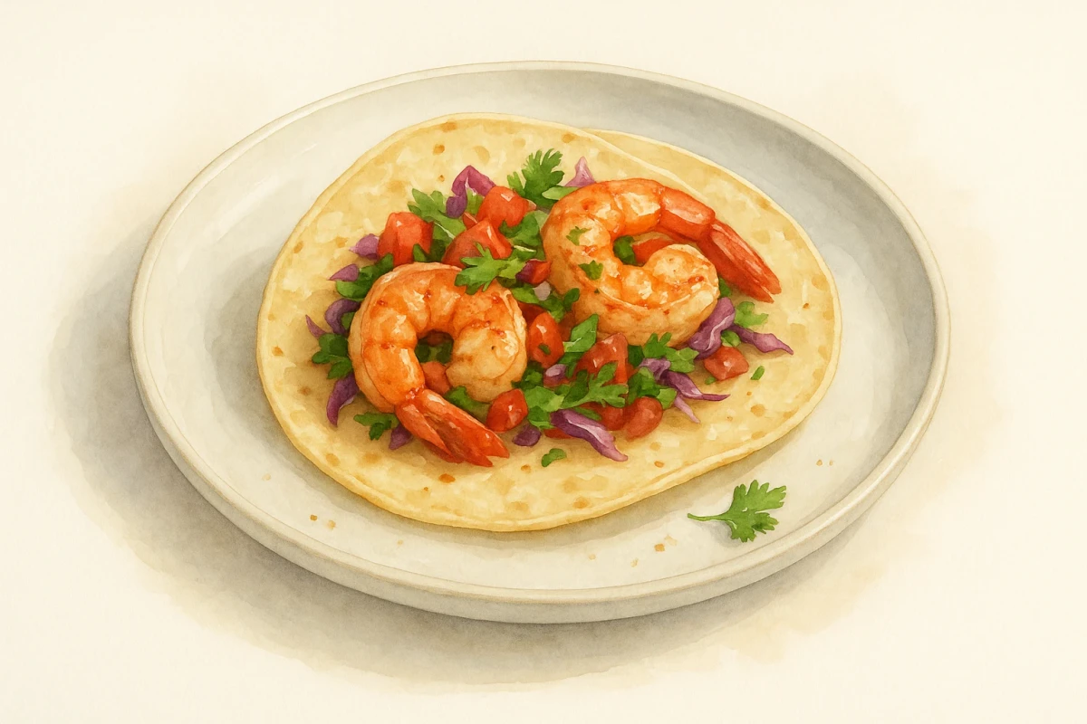 One fish and one shrimp taco