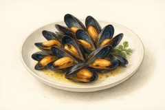 Wood roasted mussels